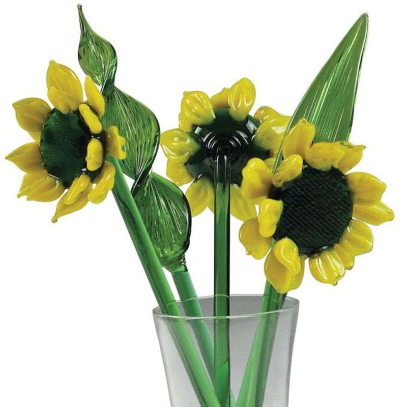Red Co. Decorative Glass Lovely Flower Bouquet with Vase, Gift Boxed â€“ Sunflowers - Image 3